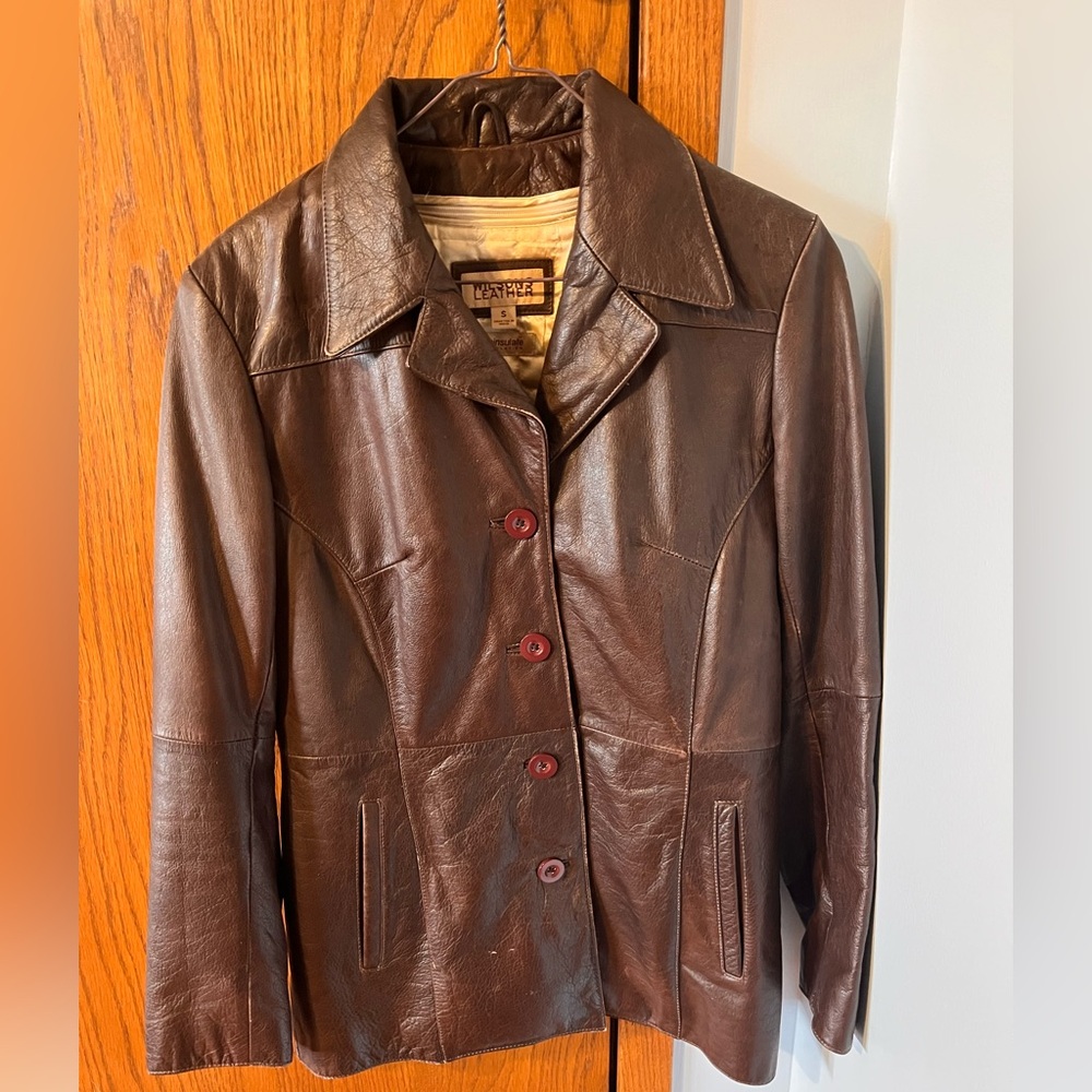 Ladies Wilsons Brown Leather Jacket - Size Small with Thinsulate Insulation - Picture 1 of 8